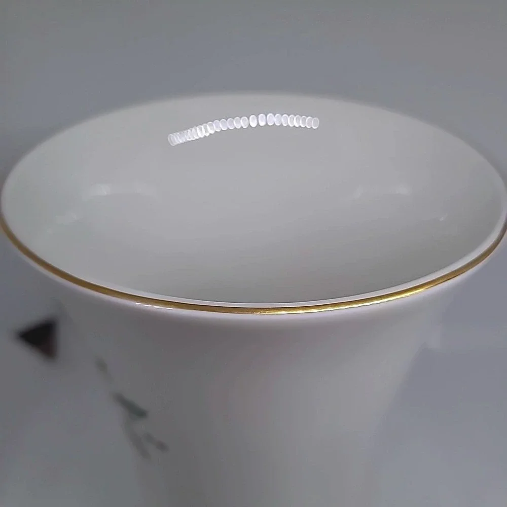 Vintage Poinsettia Porcelain Vase White Red Green Gold Trim Holiday Decor